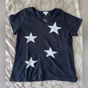 Belle by Kim Gravel Black Tee with White Star Motif
